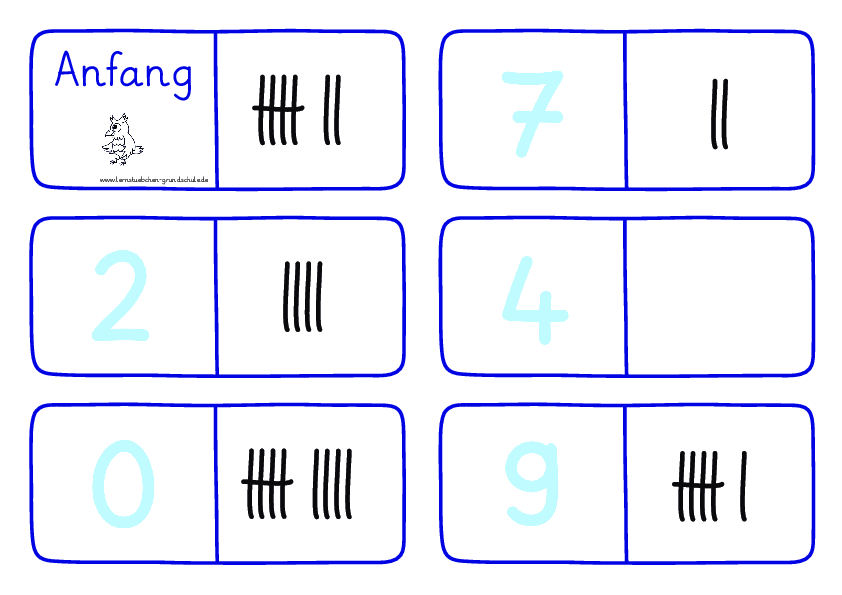 Dominos zur Anzahlerfassung - mit Strichlisten im ZR 10